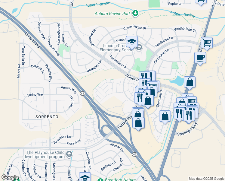 map of restaurants, bars, coffee shops, grocery stores, and more near 750 Groveland Lane in Lincoln