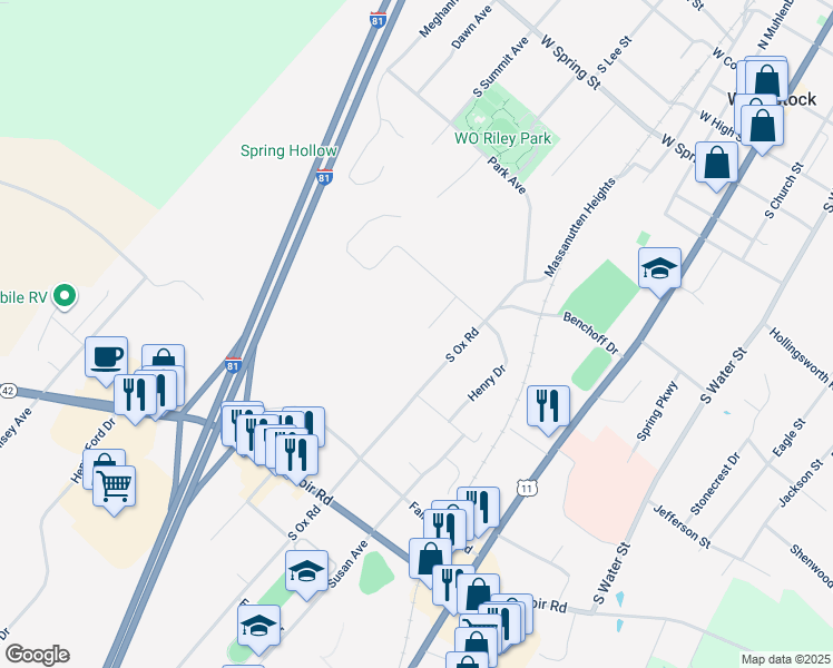 map of restaurants, bars, coffee shops, grocery stores, and more near 824 Burgess Court in Woodstock