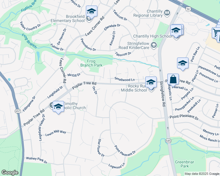 map of restaurants, bars, coffee shops, grocery stores, and more near 4403 Woods Edge Court in Chantilly