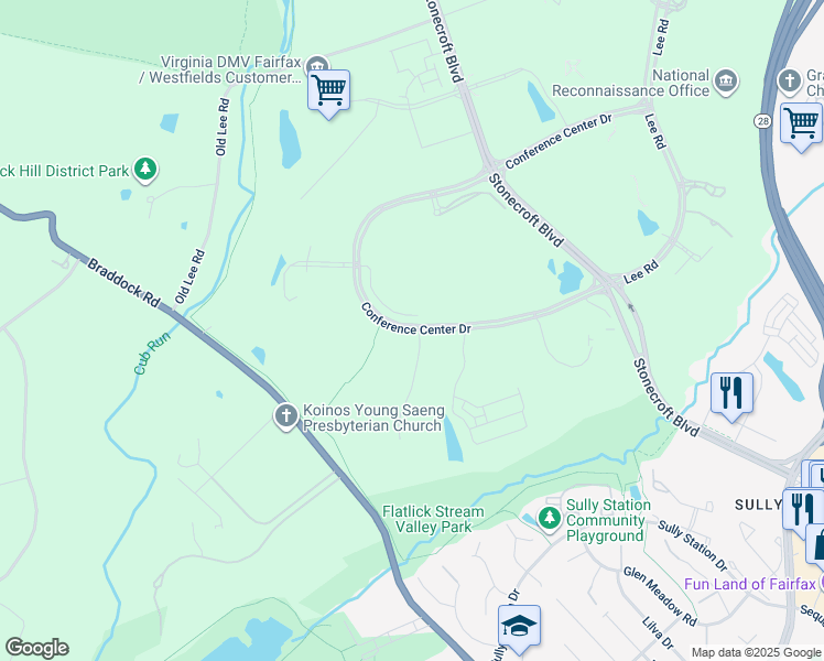 map of restaurants, bars, coffee shops, grocery stores, and more near 15010 Conference Center Drive in Chantilly