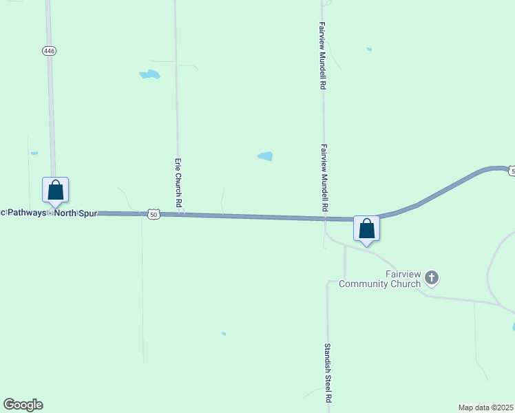 map of restaurants, bars, coffee shops, grocery stores, and more near 6795 US Highway 50 East in Bedford
