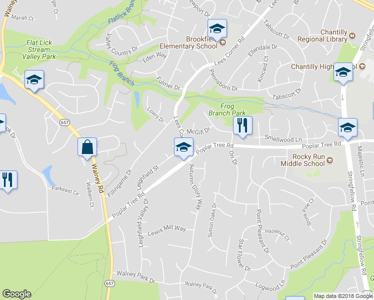 map of restaurants, bars, coffee shops, grocery stores, and more near 4517 Lees Corner Road in Chantilly