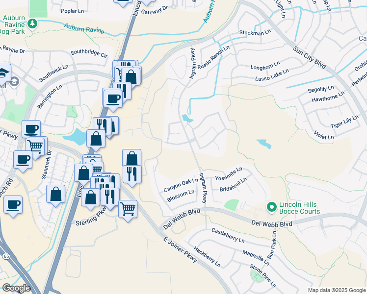map of restaurants, bars, coffee shops, grocery stores, and more near 548 Northfield Lane in Lincoln