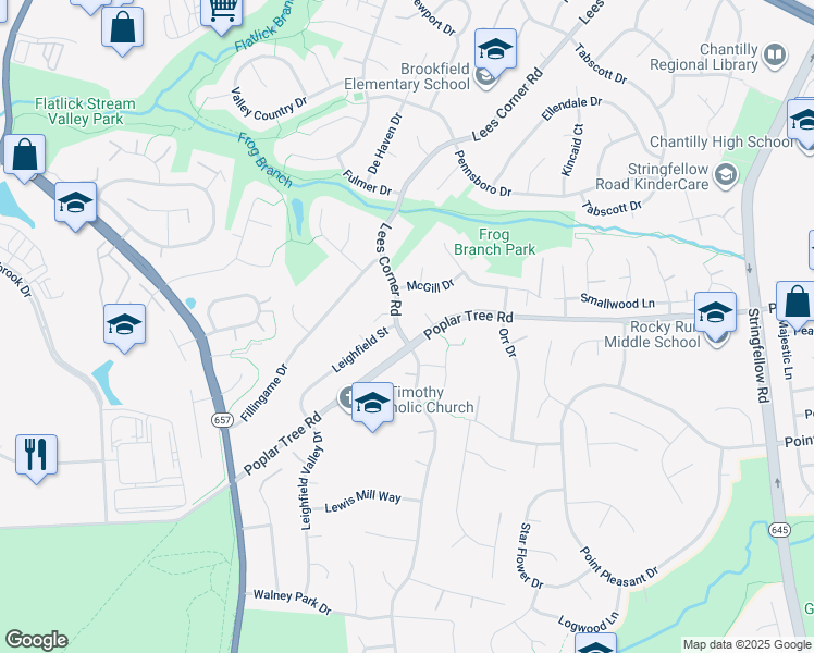map of restaurants, bars, coffee shops, grocery stores, and more near 4517 Lees Corner Road in Chantilly