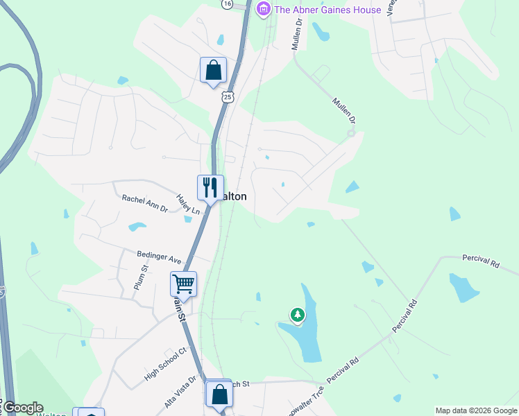 map of restaurants, bars, coffee shops, grocery stores, and more near 597 Summer Pointe Court in Walton