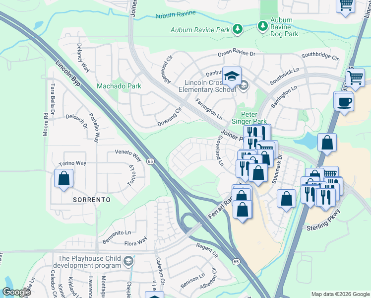 map of restaurants, bars, coffee shops, grocery stores, and more near 1096 Lincolnshire Circle in Lincoln
