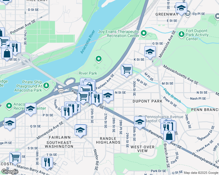 map of restaurants, bars, coffee shops, grocery stores, and more near 101 Independence Avenue Southeast in Washington