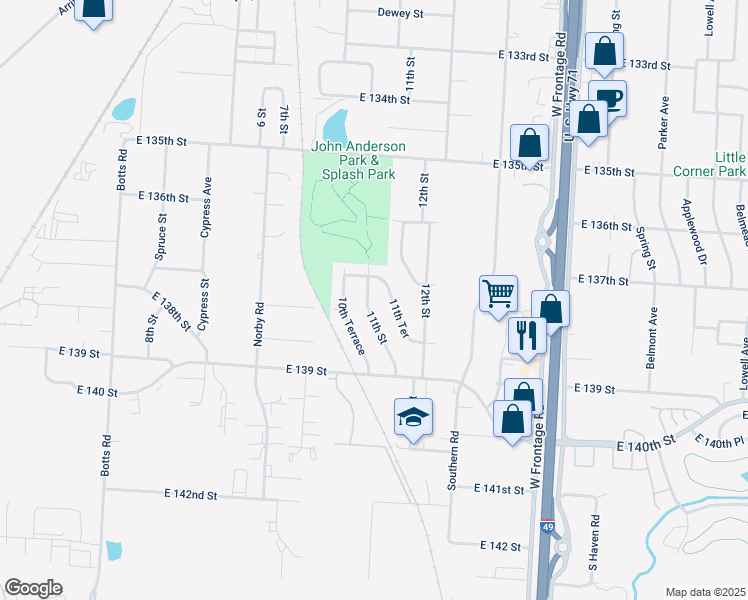 map of restaurants, bars, coffee shops, grocery stores, and more near 13704 11th Street in Grandview