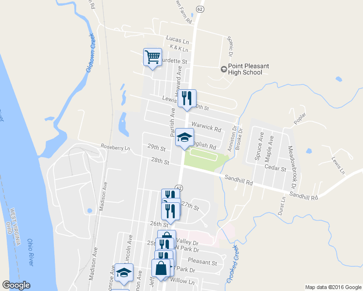 map of restaurants, bars, coffee shops, grocery stores, and more near 2817 Jackson Avenue in Point Pleasant