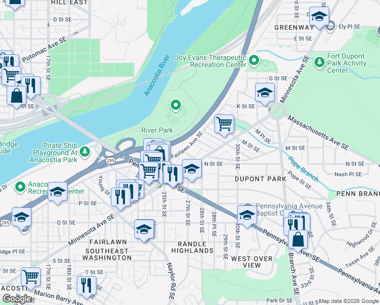 map of restaurants, bars, coffee shops, grocery stores, and more near 101 Independence Avenue Southeast in Washington