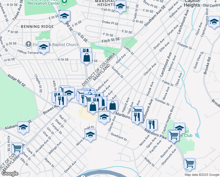map of restaurants, bars, coffee shops, grocery stores, and more near 101 Independence Avenue Southeast in Washington