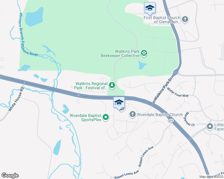 map of restaurants, bars, coffee shops, grocery stores, and more near 1130 Largo Road in Upper Marlboro