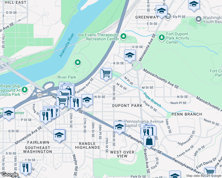 map of restaurants, bars, coffee shops, grocery stores, and more near 101 Independence Avenue Southeast in Washington