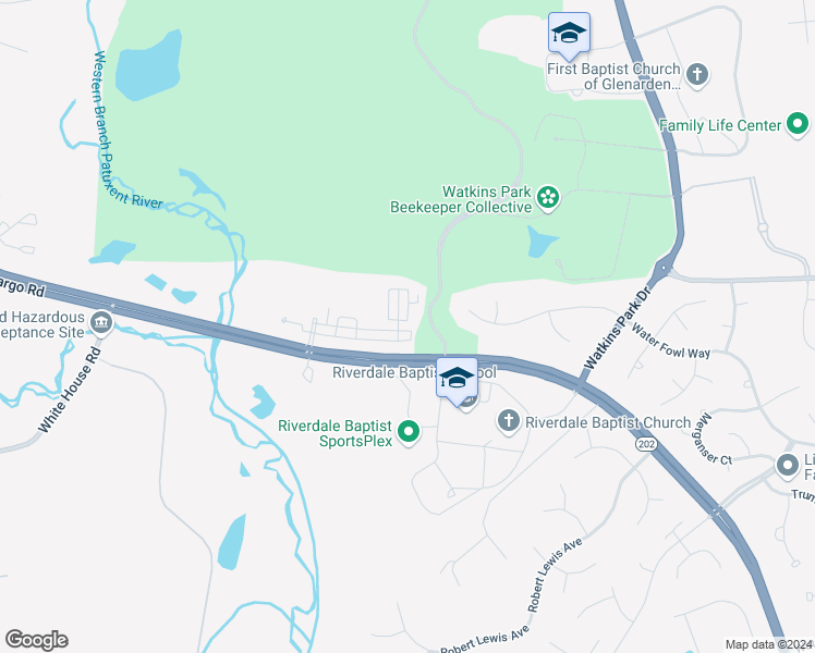 map of restaurants, bars, coffee shops, grocery stores, and more near 12424 Rollys Ridge Avenue in Upper Marlboro