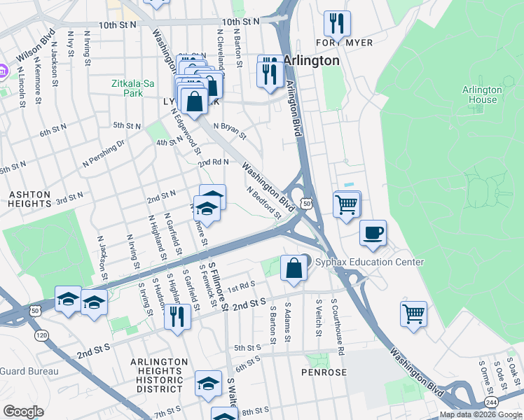 map of restaurants, bars, coffee shops, grocery stores, and more near 101 Independence Avenue Southeast in Washington