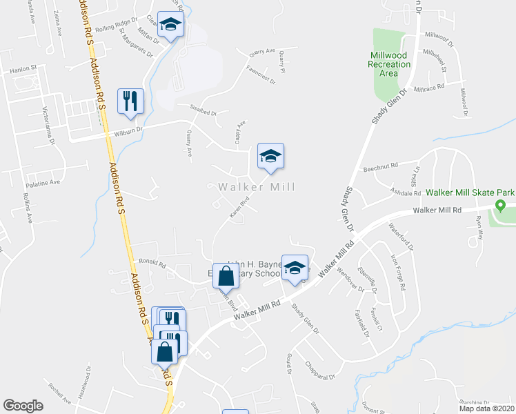 map of restaurants, bars, coffee shops, grocery stores, and more near 6904 Toyon Place in Capitol Heights