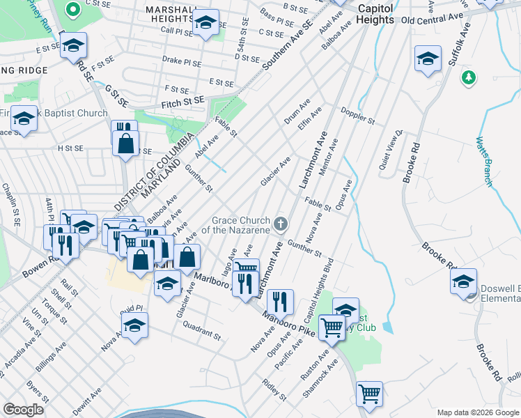 map of restaurants, bars, coffee shops, grocery stores, and more near 101 Independence Avenue Southeast in Washington
