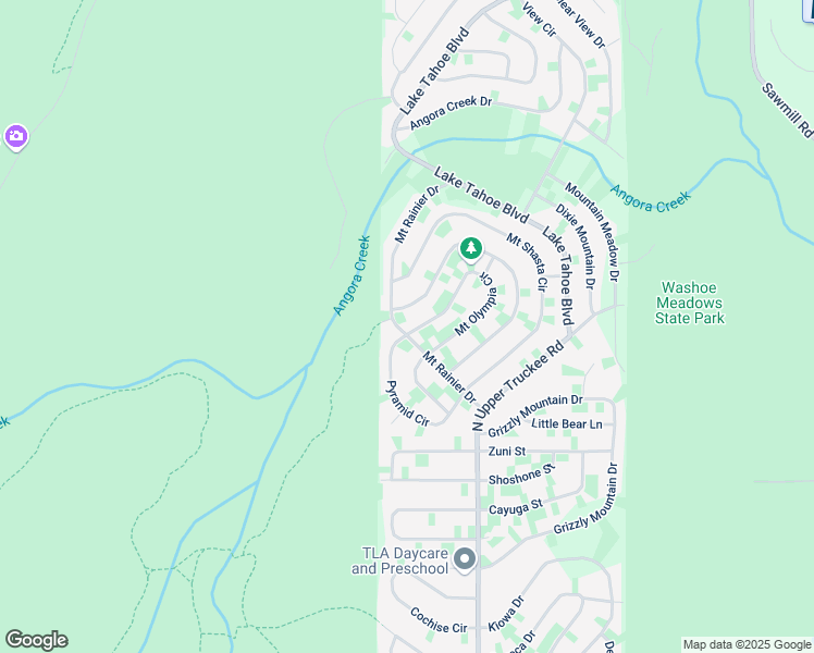 map of restaurants, bars, coffee shops, grocery stores, and more near 1395 Mount Rainier Drive in South Lake Tahoe