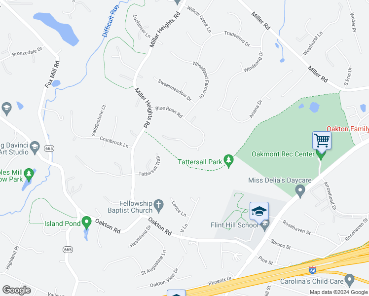 map of restaurants, bars, coffee shops, grocery stores, and more near 10912 Blue Roan Road in Oakton