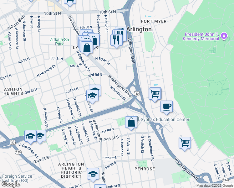 map of restaurants, bars, coffee shops, grocery stores, and more near 108A North Bedford Street in Arlington