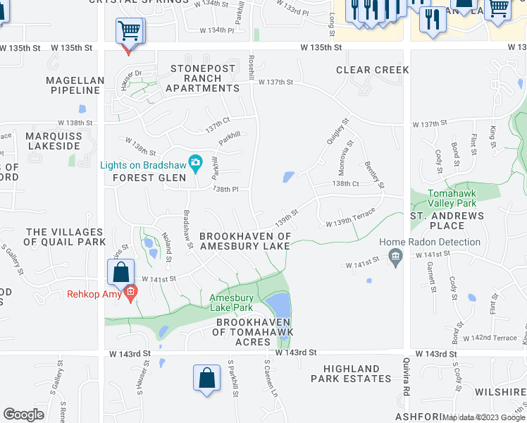 map of restaurants, bars, coffee shops, grocery stores, and more near 12103 West 138th Court in Overland Park