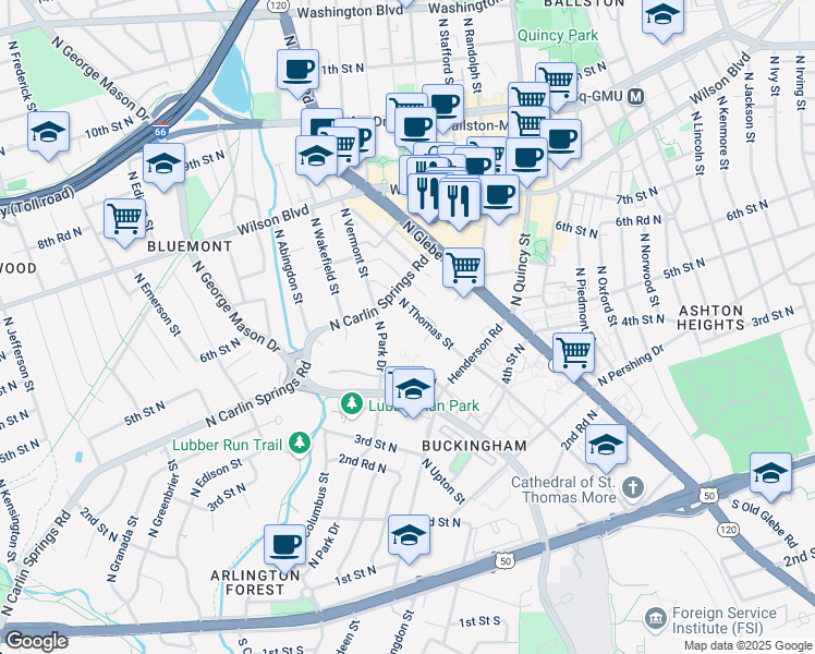 map of restaurants, bars, coffee shops, grocery stores, and more near 101 Independence Avenue Southeast in Washington