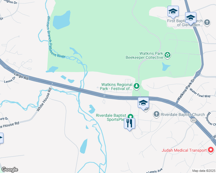 map of restaurants, bars, coffee shops, grocery stores, and more near 1008 Wood Branch Court in Upper Marlboro