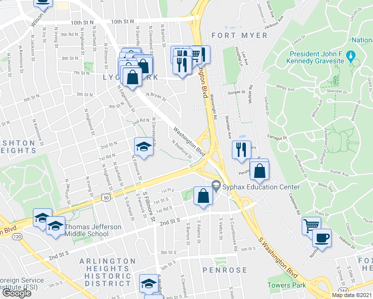 map of restaurants, bars, coffee shops, grocery stores, and more near 101 Independence Avenue Southeast in Washington
