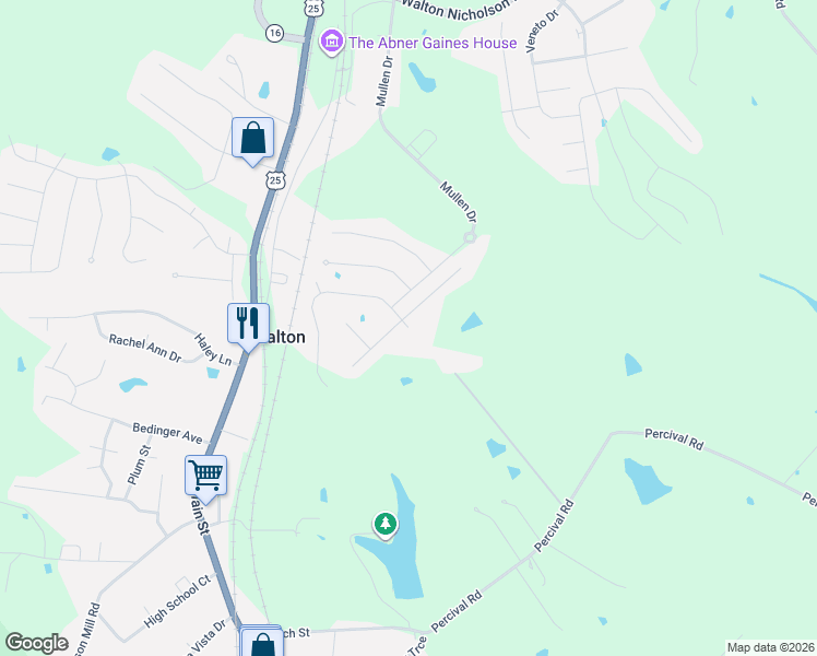 map of restaurants, bars, coffee shops, grocery stores, and more near 218 Summer Pointe Drive in Walton