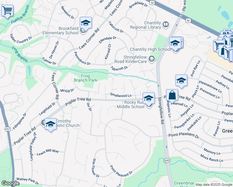 map of restaurants, bars, coffee shops, grocery stores, and more near 13584 Smallwood Lane in Chantilly