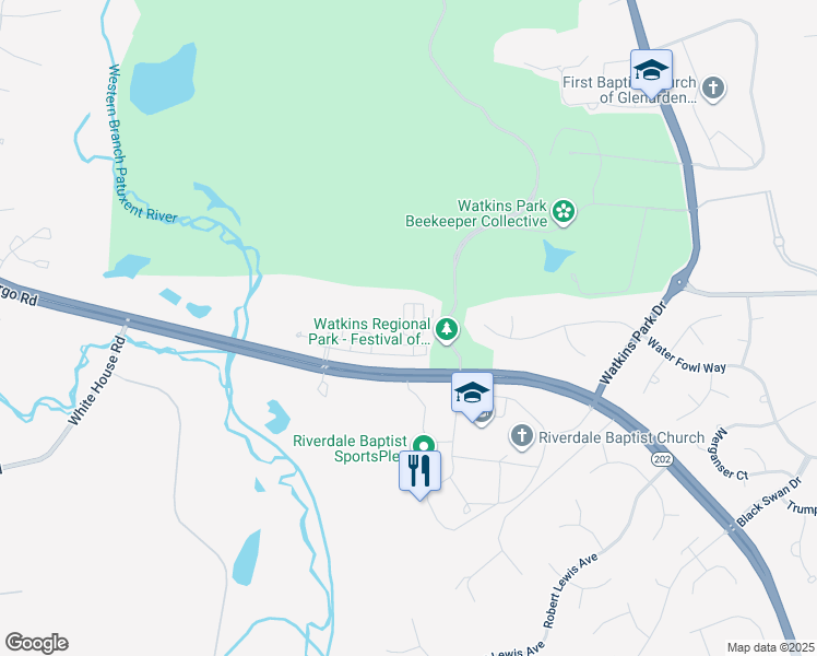 map of restaurants, bars, coffee shops, grocery stores, and more near 937 Pine Forest Lane in Upper Marlboro
