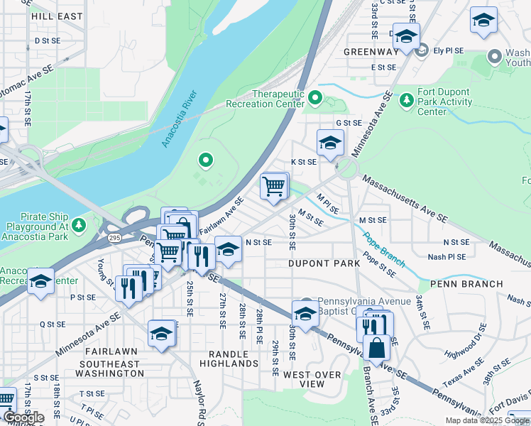 map of restaurants, bars, coffee shops, grocery stores, and more near 101 Independence Avenue Southeast in Washington
