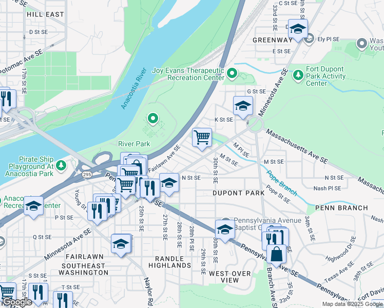 map of restaurants, bars, coffee shops, grocery stores, and more near 101 Independence Avenue Southeast in Washington