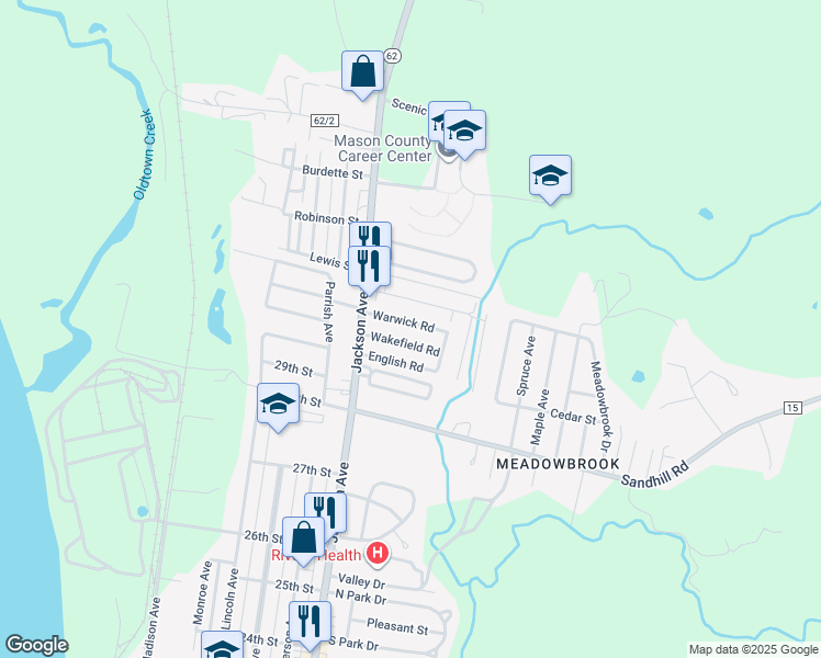 map of restaurants, bars, coffee shops, grocery stores, and more near 822 Armigton Dr in Point Pleasant