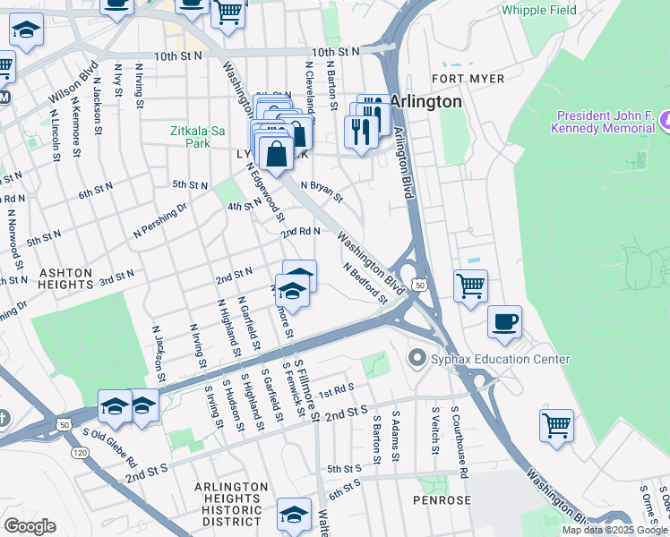 map of restaurants, bars, coffee shops, grocery stores, and more near 138 North Bedford Street in Arlington