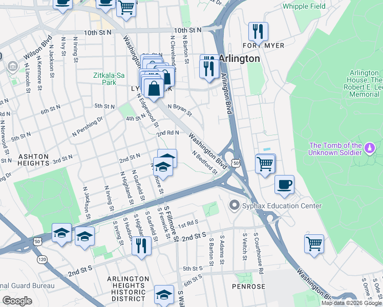 map of restaurants, bars, coffee shops, grocery stores, and more near 101 Independence Avenue Southeast in Washington