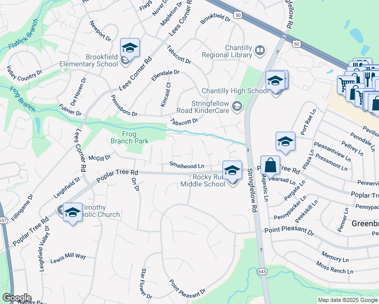 map of restaurants, bars, coffee shops, grocery stores, and more near 4308 Poplar Forest Court in Chantilly