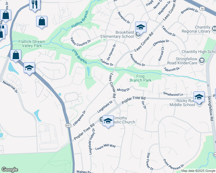 map of restaurants, bars, coffee shops, grocery stores, and more near 4503 Fillingame Drive in Chantilly