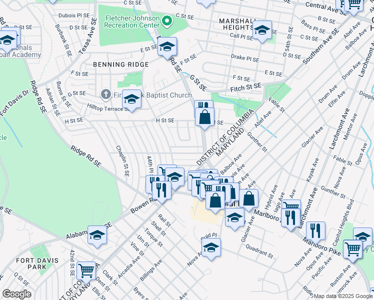 map of restaurants, bars, coffee shops, grocery stores, and more near 101 Independence Avenue Southeast in Washington