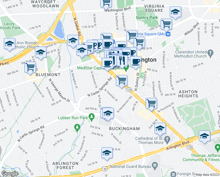 map of restaurants, bars, coffee shops, grocery stores, and more near 101 Independence Avenue Southeast in Washington