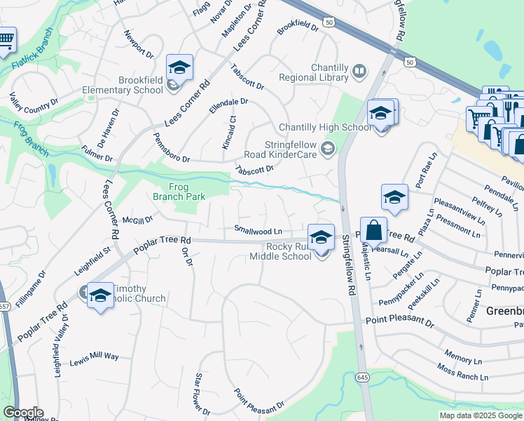 map of restaurants, bars, coffee shops, grocery stores, and more near 4308 Poplar Forest Court in Chantilly
