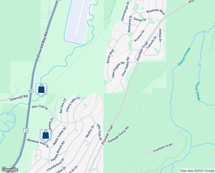 map of restaurants, bars, coffee shops, grocery stores, and more near 1371 Glen Eagles Road in South Lake Tahoe