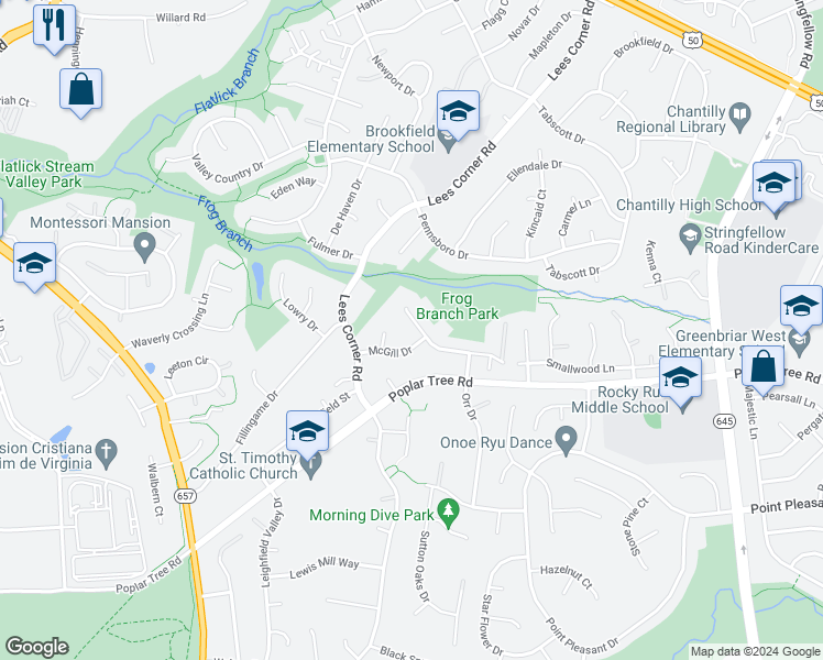 map of restaurants, bars, coffee shops, grocery stores, and more near 13715 Smallwood Court in Chantilly