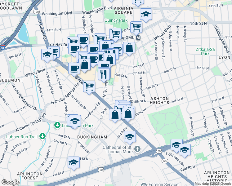 map of restaurants, bars, coffee shops, grocery stores, and more near 3915 5th Street North in Arlington