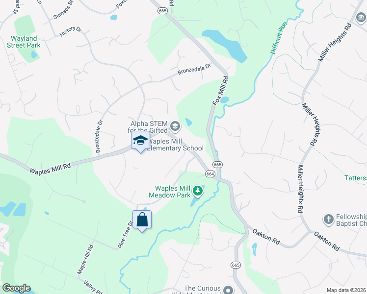 map of restaurants, bars, coffee shops, grocery stores, and more near 11409 State Route 664 in Oakton