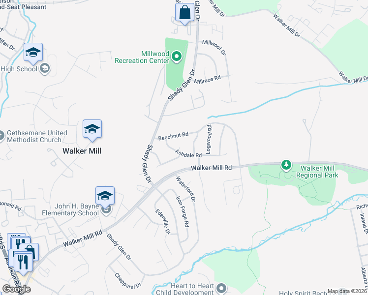 map of restaurants, bars, coffee shops, grocery stores, and more near 902 Ashdale Court in Capitol Heights