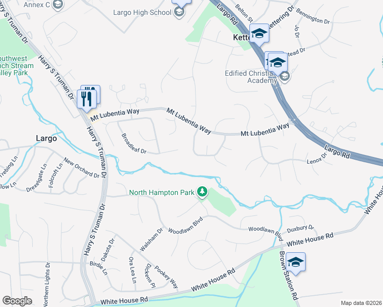 map of restaurants, bars, coffee shops, grocery stores, and more near 815 Falcon Drive in Upper Marlboro