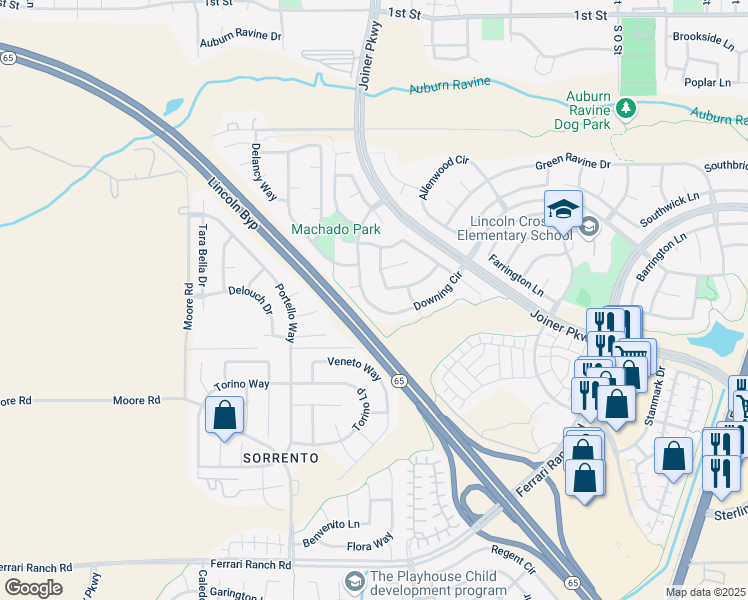 map of restaurants, bars, coffee shops, grocery stores, and more near 744 Downing Circle in Lincoln