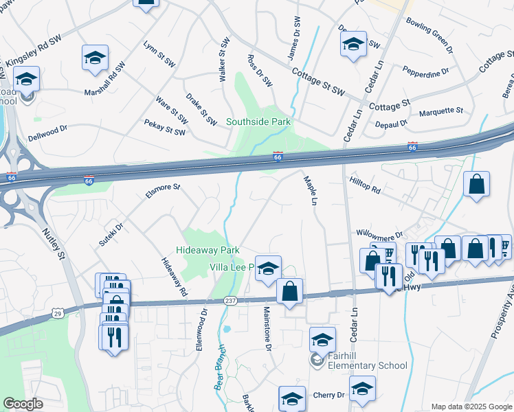 map of restaurants, bars, coffee shops, grocery stores, and more near 8825 Stolen Moments Terrace in Fairfax
