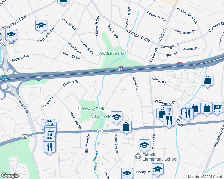map of restaurants, bars, coffee shops, grocery stores, and more near 8825 Stolen Moments Terrace in Fairfax